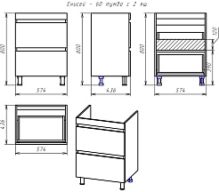 Misty Тумба под раковину Енисей 60 2 ящика белая – фотография-5